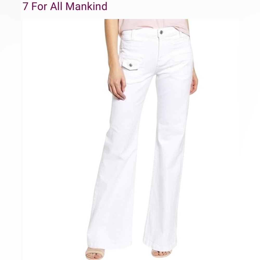 7 For All Mankind Georgia High rise Flare White Jeans-SZ 23-EUC